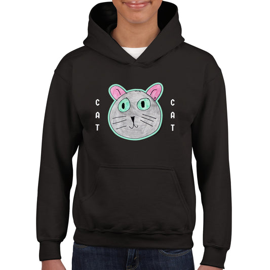 Luna Cat Black Kids Pullover Hoodie